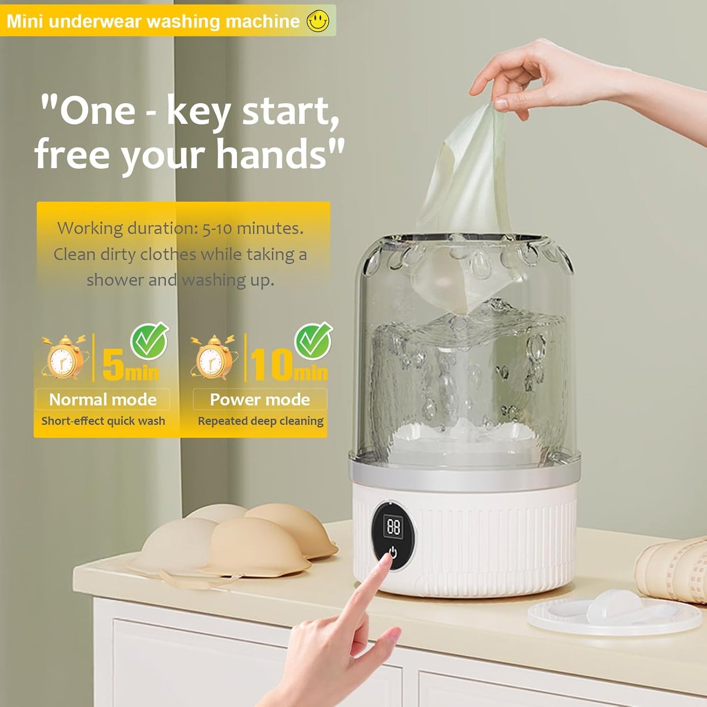 Portable Washing Machine, Underwear Washer 1.2 L capacity