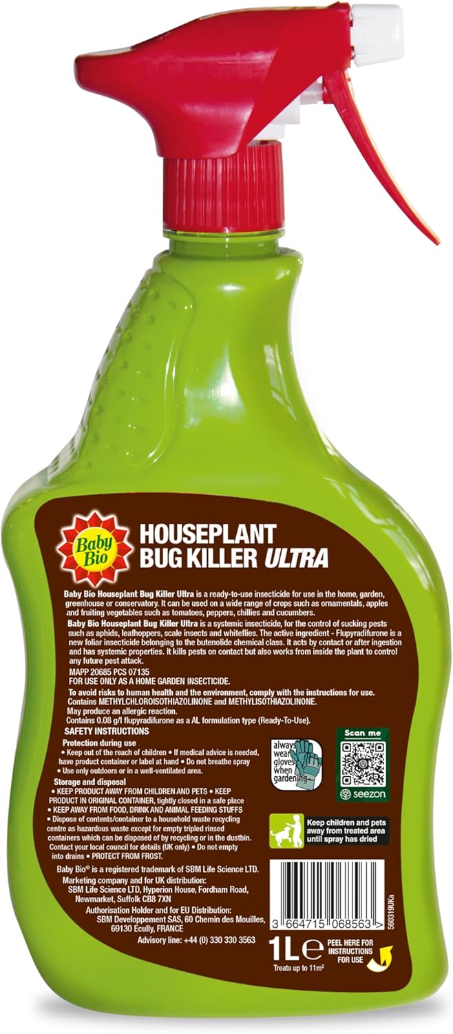Baby Bio Houseplant Bug Killer Ultra - Fast-Acting Bug Killer Spray