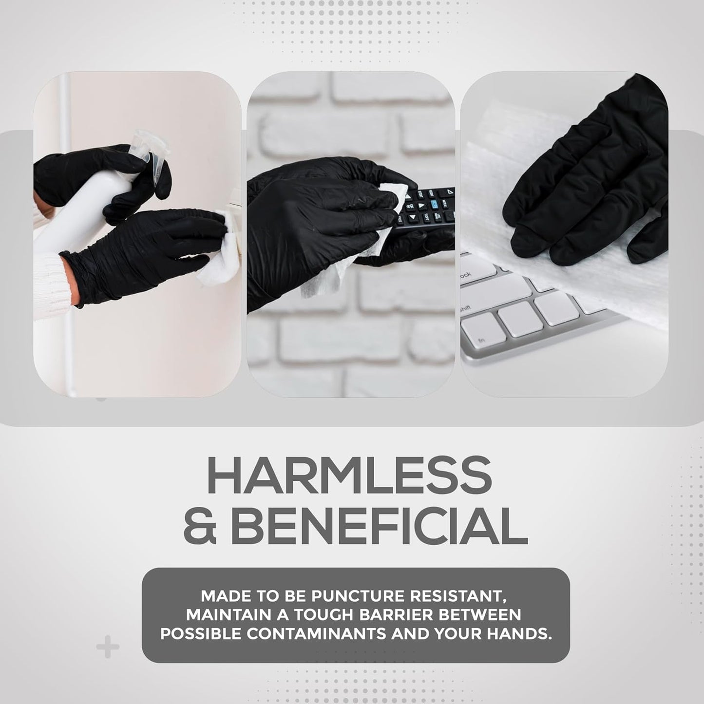 PANKTI Black Nitrile Disposable Gloves - Latex-Free, Powder-Free, Pack of 100, Strong and Puncture (Large)