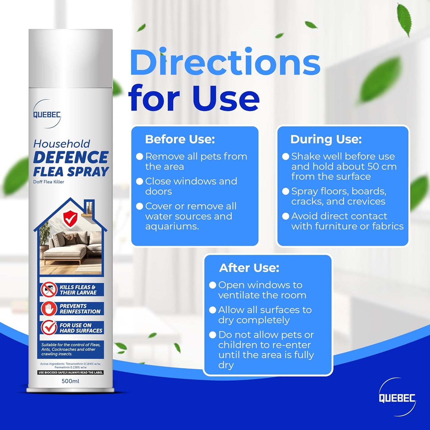 Quebec Household Flea Spray for the Home – Powerful Flea & Pest Control for Home
