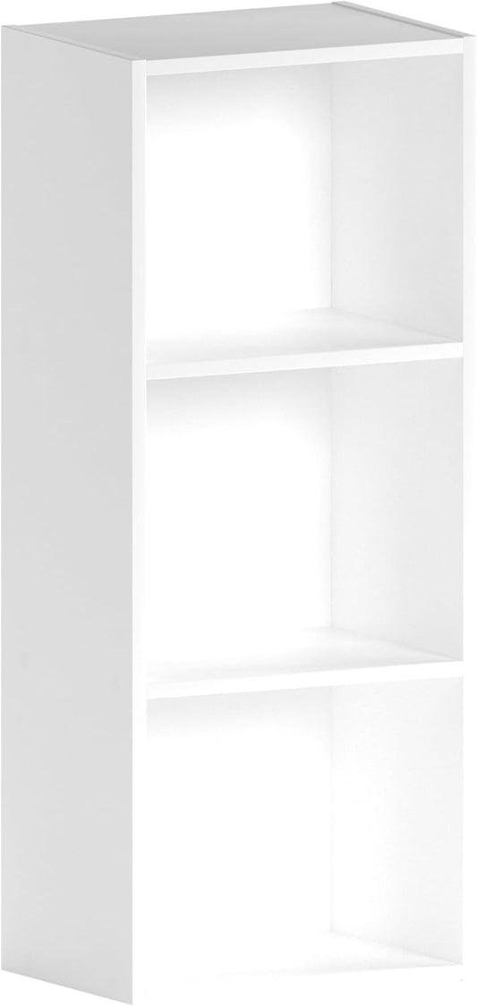 Vida Designs Oxford 3 Tier Cube Bookcase, White Wooden Shelving Display Storage Unit Office Living Room Furniture