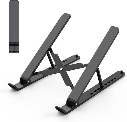 Tonmom Laptop Stand for Desk, Adjustable Laptop Riser ABS+Silicone Foldable Lap Desk Portable Computer Holder