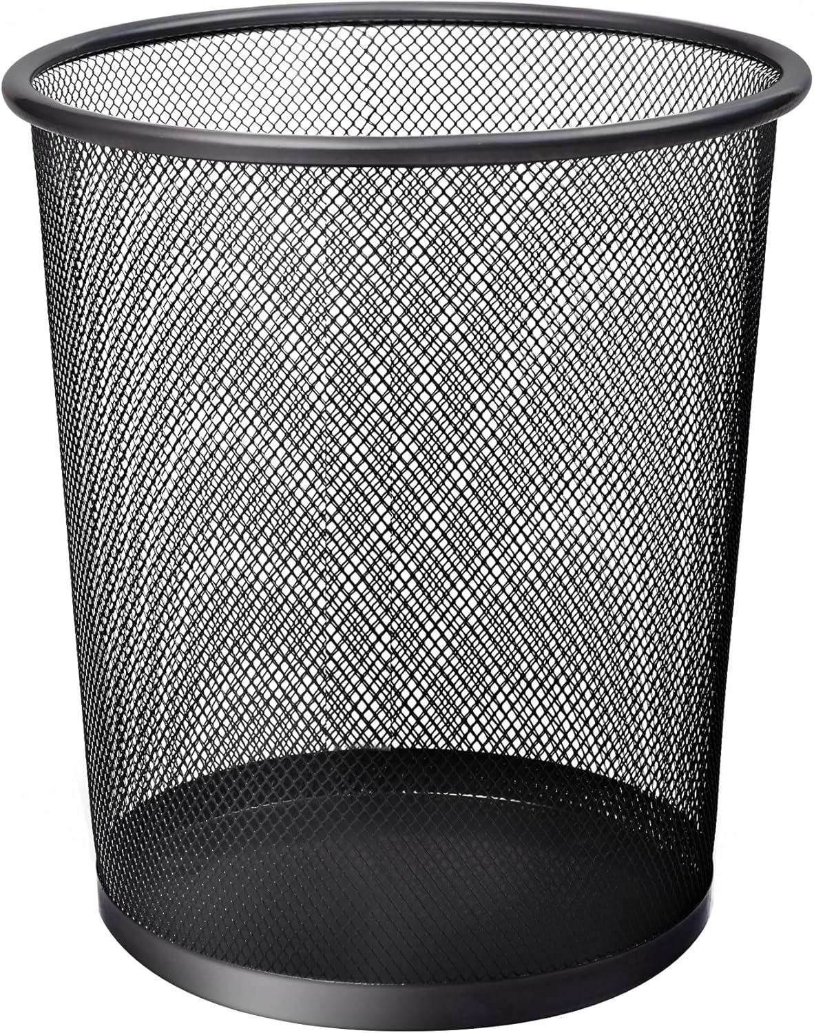 KEPLIN Round Trash Can Bin - 1 Pack Black Non-slip Mesh Bins | Waste Paper Bin