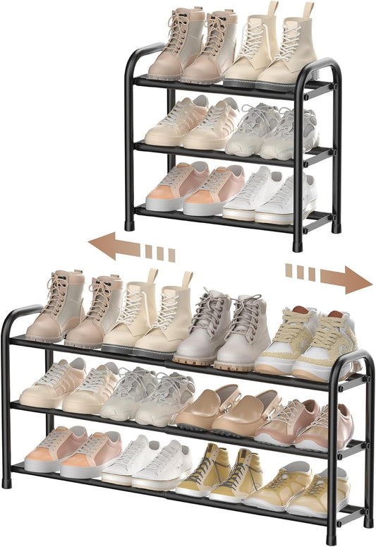 ENJOYBASICS Expandable Shoe Rack, 3 Tier Adjustable Shoe Organizer Shelf for Closet