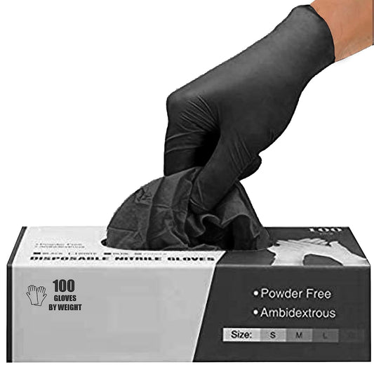 PANKTI Black Nitrile Disposable Gloves - Latex-Free, Powder-Free, Pack of 100, Strong and Puncture (Large)