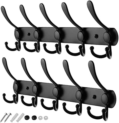 GlazieVault Coat Hooks for Wall - Stainless Steel Coat Racks (2 Pack)