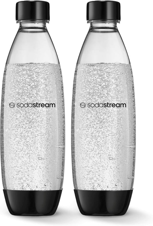 SodaStream 1 Litre Slim Reusable Dishwasher Safe Water Bottles Pack of 2 for Spirit