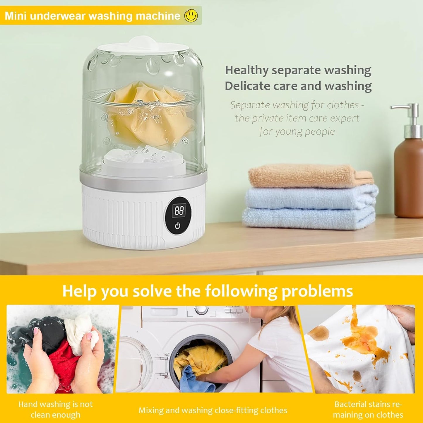 Portable Washing Machine, Underwear Washer 1.2 L capacity