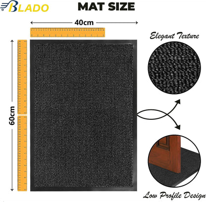 BLADO Washable Door Mats Indoor & Outdoor - Non-Slippery Heavy Duty - Stylish & Large Rubber - Perfect Dust Grabbing Doormat (Anthracite, 40cm x 60cm)