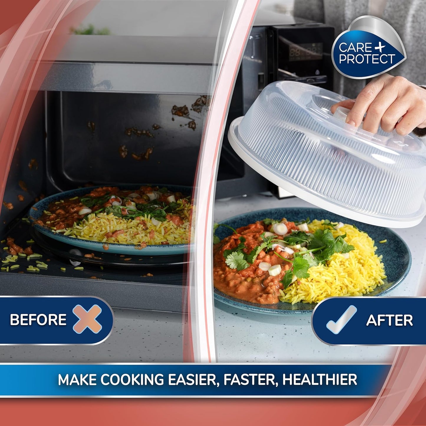 Care+Protect Microwave Plate Cover - Microwave Ventilated Covers - Ideal for Microwave Cooking