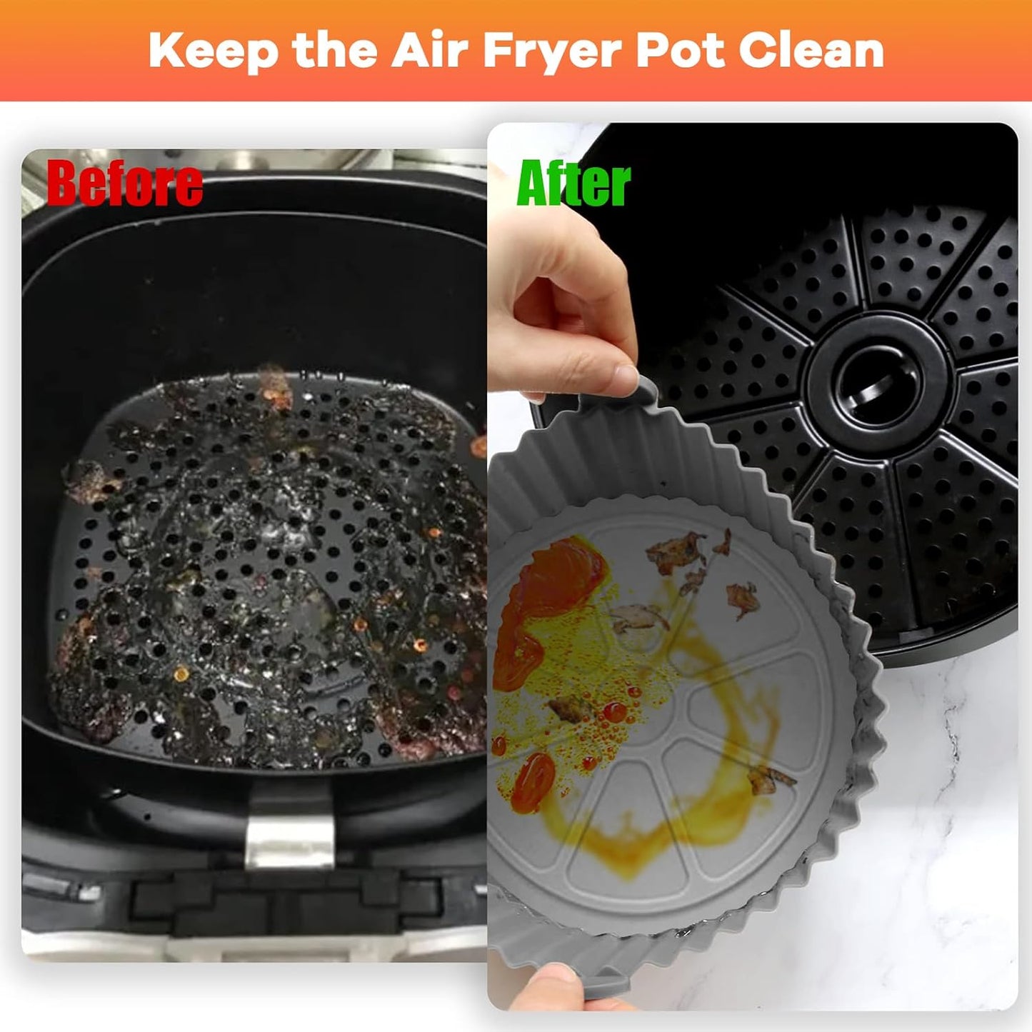 Air Fryer Silicone Pot, 2 Pack Reusable Airfryer Liners, Air Fryer Accessories