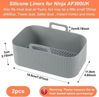 YQL Air Fryer Silicone Liner for Ninja/Tower Dual/Instant Vortex, Silicone Air Fryer Liners Reusable Air Fryer Accessories for Ninja Foodi AF300UK