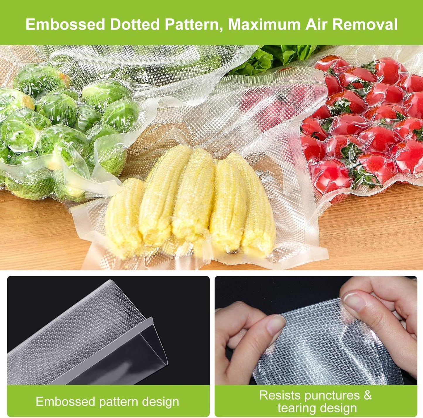 Bonsenkitchen Vacuum Sealer Rolls Bags, 2 Packs 28 cm x 600 cm Storage Bags (Total 12 m), BPA Free
