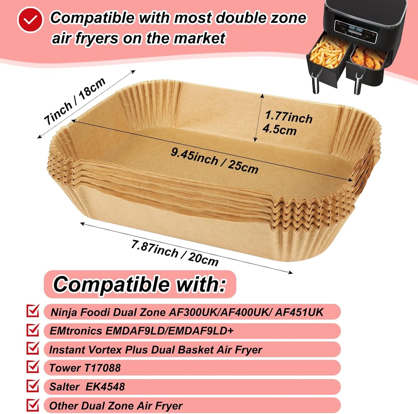 100pcs Air Fryer Liners for Ninja Dual, Air Fryer