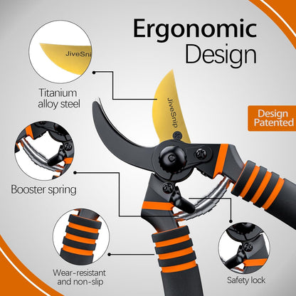 Premium Titanium Garden Secateurs - Professional Bypass Pruning Shears for Plants, Hedges, and Flowers