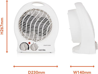 Warmlite WL44002 Thermo Fan Heater with 2 Heat Settings and Overheat Protection, 2000W, White