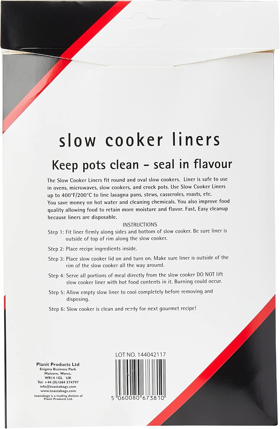 Toastabags Slow Cooker Plastic Liner (Pack of 25) Transparent, Packing May Vary