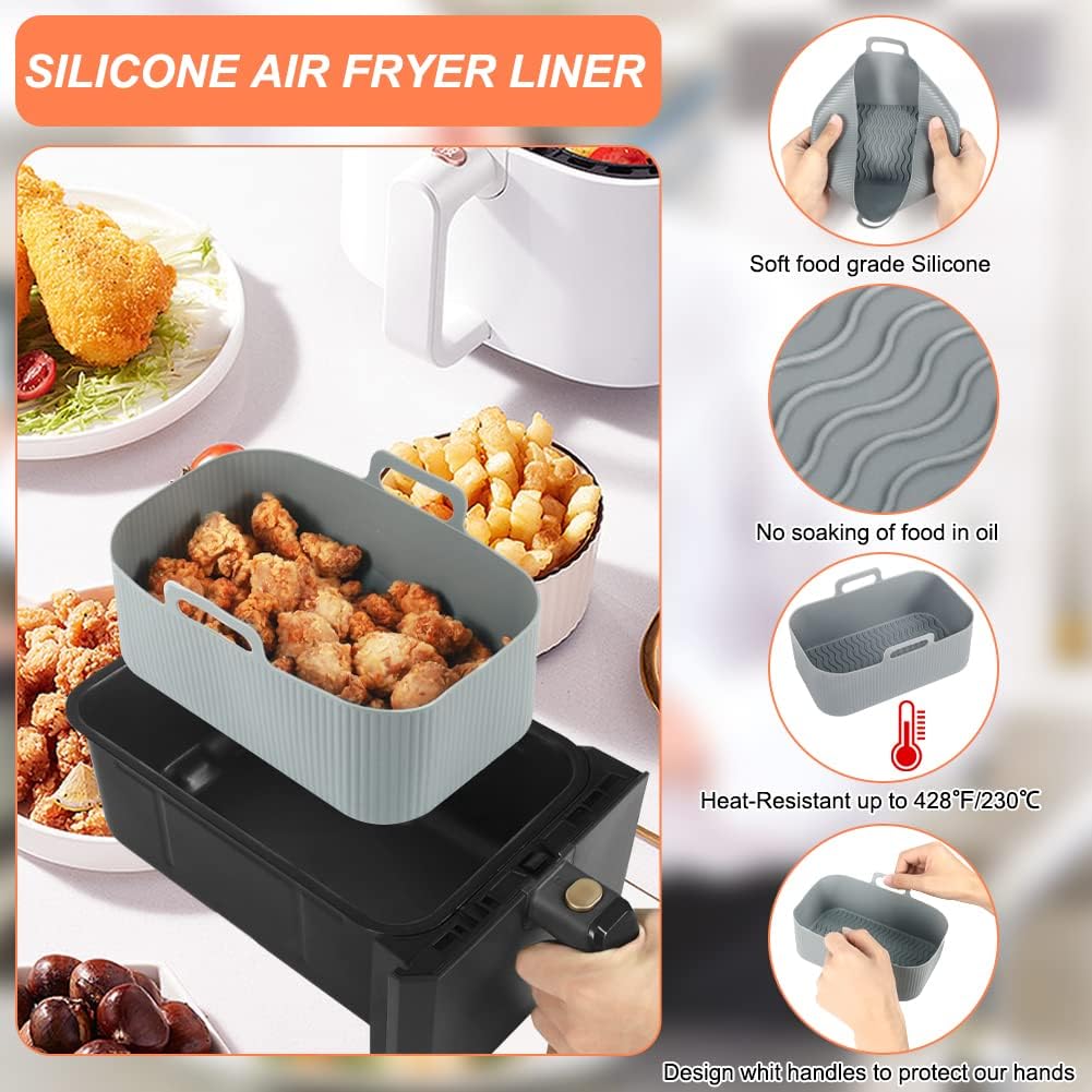 YQL Air Fryer Silicone Liner for Ninja/Tower Dual/Instant Vortex, Silicone Air Fryer Liners Reusable Air Fryer Accessories for Ninja Foodi AF300UK