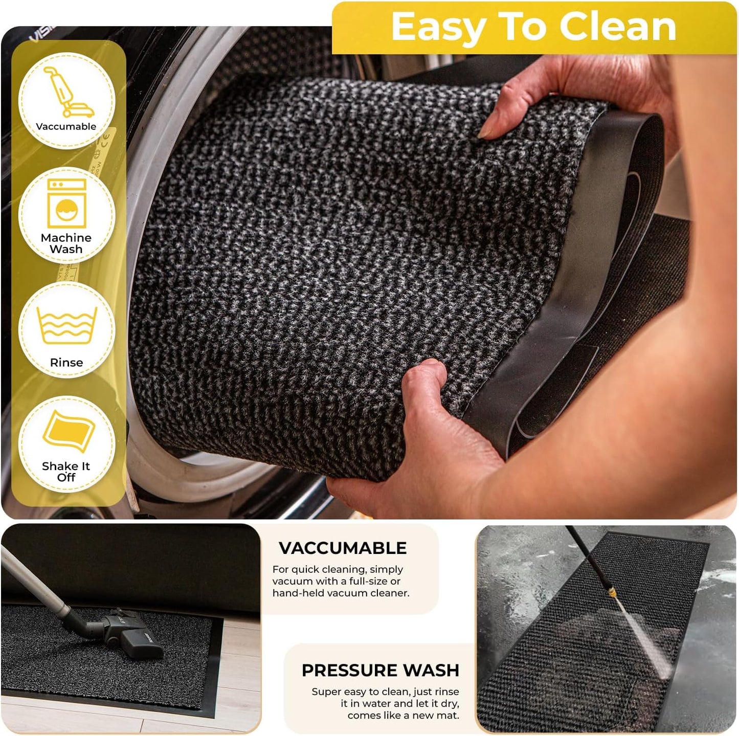 BLADO Washable Door Mats Indoor & Outdoor - Non-Slippery Heavy Duty - Stylish & Large Rubber - Perfect Dust Grabbing Doormat (Anthracite, 40cm x 60cm)