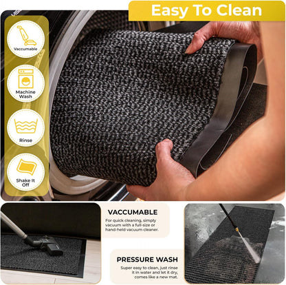 BLADO Washable Door Mats Indoor & Outdoor - Non-Slippery Heavy Duty - Stylish & Large Rubber - Perfect Dust Grabbing Doormat (Anthracite, 40cm x 60cm)