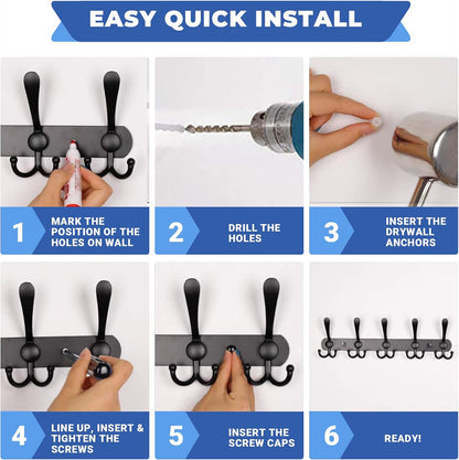 GlazieVault Coat Hooks for Wall - Stainless Steel Coat Racks (2 Pack)