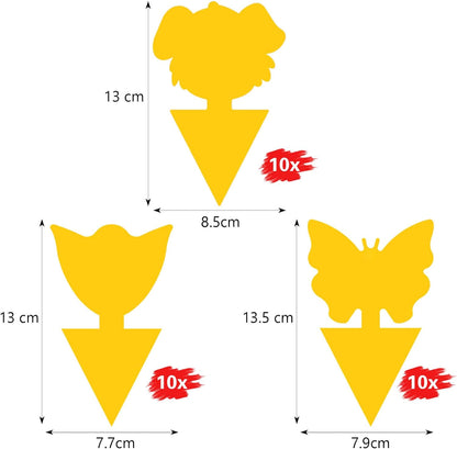 Blooven 30 PCS Fruit Fly Traps, Double-sided Fungus Gnat Sticky Catcher For Multiple Insects (30 PCS Yellow)