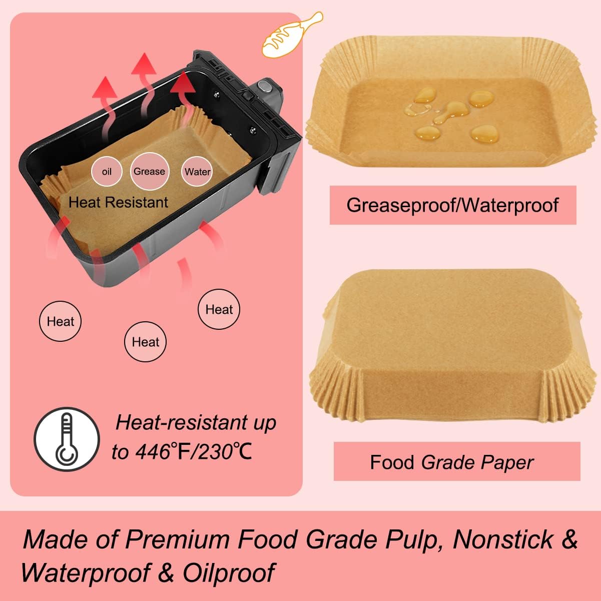 100pcs Air Fryer Liners for Ninja Dual, Air Fryer