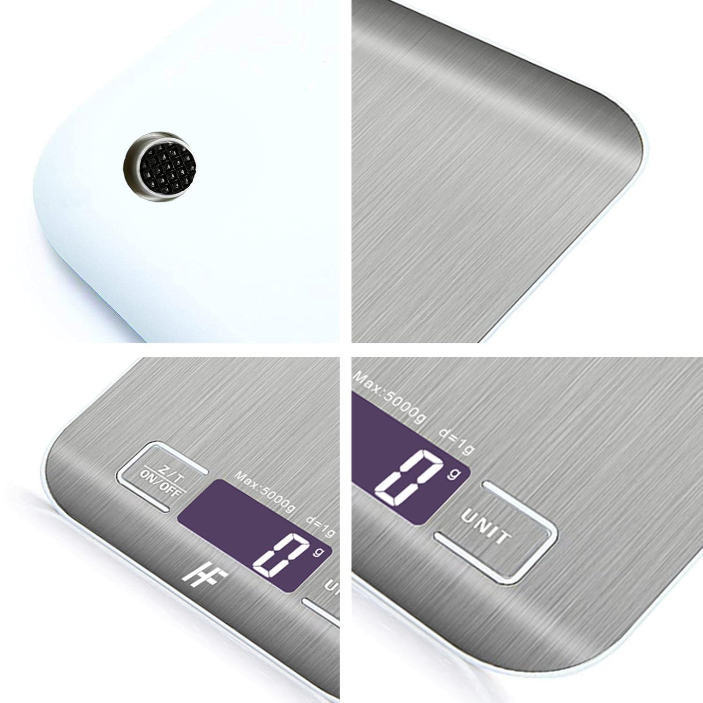 HomeFashion 5kg 1g 11lb Digital Kitchen Scales Food Scale with stainless steel Platform Electronic Cooking Backlit LCD Display Multifunction for Home and Office Use