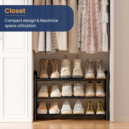 ENJOYBASICS Expandable Shoe Rack, 3 Tier Adjustable Shoe Organizer Shelf for Closet