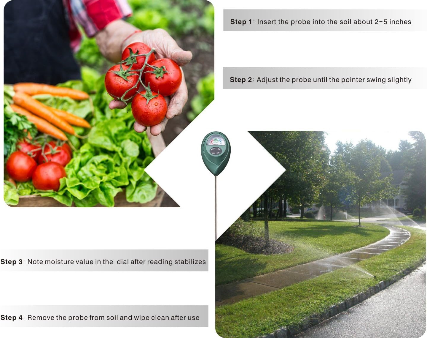 XLUX Soil Moisture Meter, Plant Water Monitor, Hygrometer Sensor for Gardening, Farming