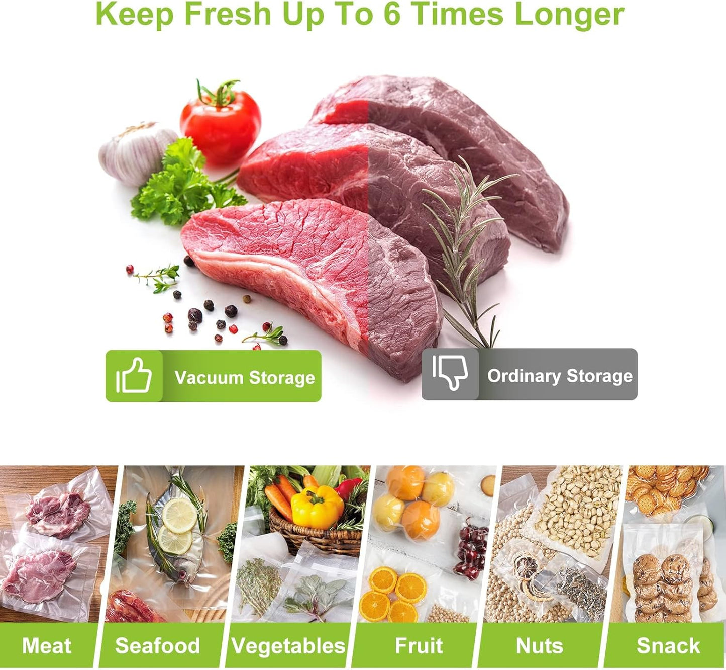 Bonsenkitchen Vacuum Sealer Rolls Bags, 2 Packs 28 cm x 600 cm Storage Bags (Total 12 m), BPA Free