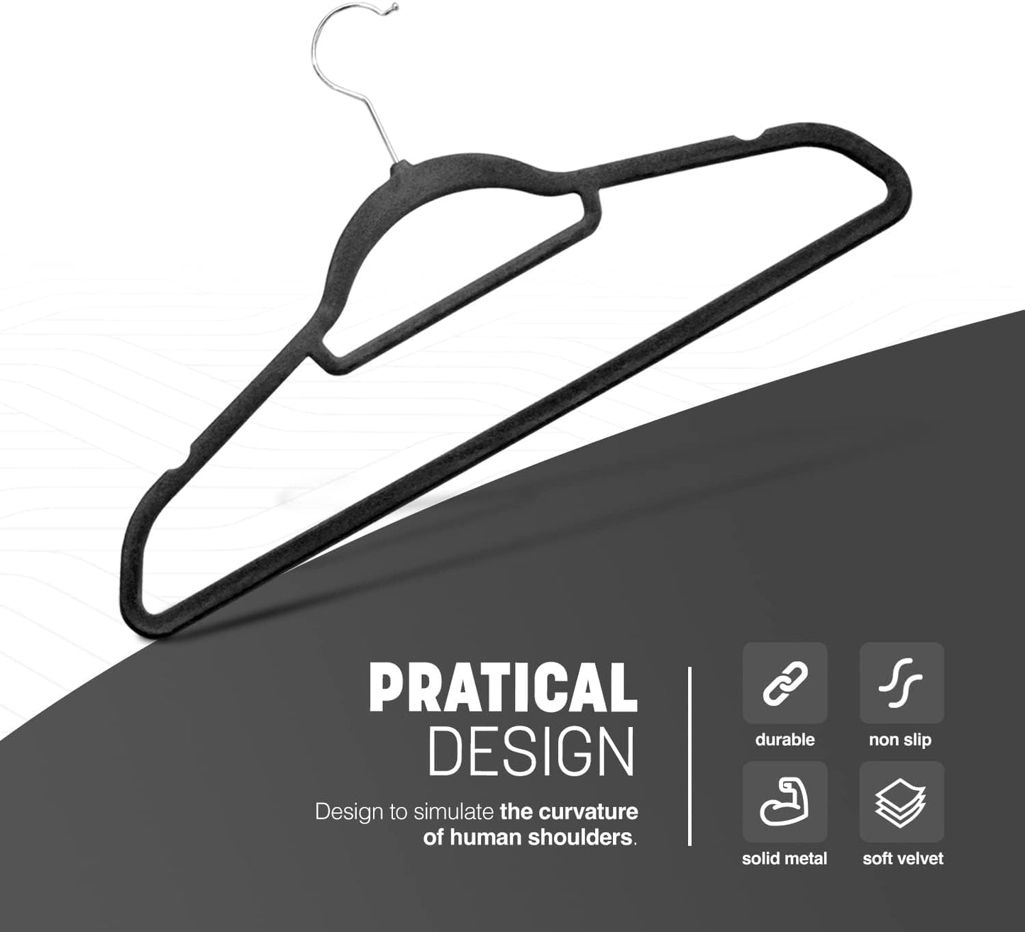 KEPLIN Velvet Hangers 20 Pack - Non-Slip Clothes Hangers with Tie Bar & 360° Hook