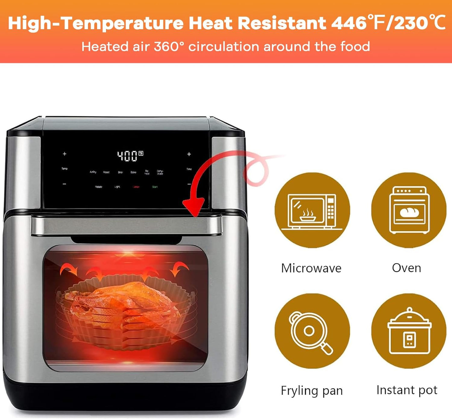 Air Fryer Silicone Pot, 2 Pack Reusable Airfryer Liners, Air Fryer Accessories