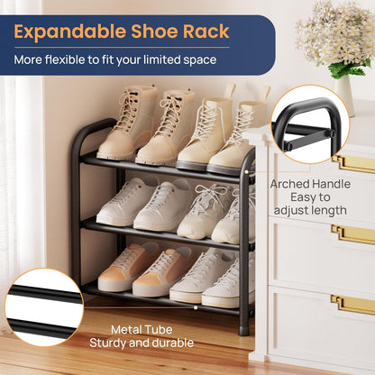 ENJOYBASICS Expandable Shoe Rack, 3 Tier Adjustable Shoe Organizer Shelf for Closet