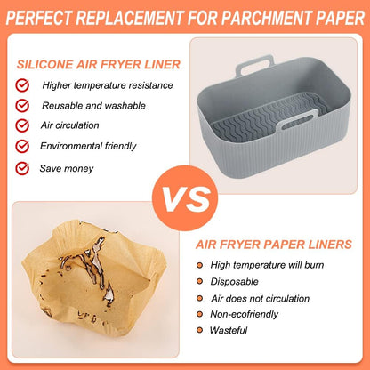 YQL Air Fryer Silicone Liner for Ninja/Tower Dual/Instant Vortex, Silicone Air Fryer Liners Reusable Air Fryer Accessories for Ninja Foodi AF300UK
