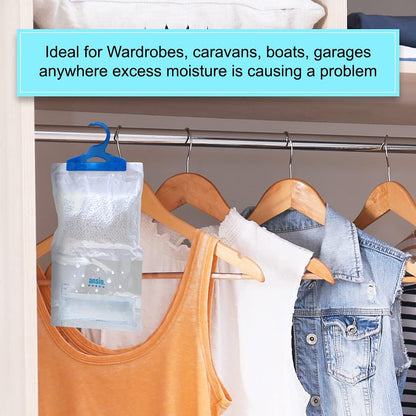 ANSIO Wardrobe Dehumidifier Hanging Bags Pack of 12 Moisture Absorbers, Trap, Condensation