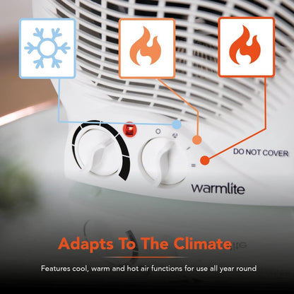 Warmlite WL44002 Thermo Fan Heater with 2 Heat Settings and Overheat Protection, 2000W, White