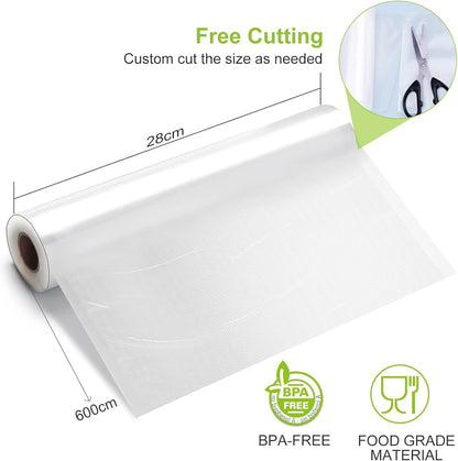 Bonsenkitchen Vacuum Sealer Rolls Bags, 2 Packs 28 cm x 600 cm Storage Bags (Total 12 m), BPA Free