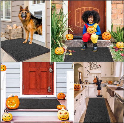 BLADO Washable Door Mats Indoor & Outdoor - Non-Slippery Heavy Duty - Stylish & Large Rubber - Perfect Dust Grabbing Doormat (Anthracite, 40cm x 60cm)