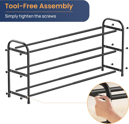 ENJOYBASICS Expandable Shoe Rack, 3 Tier Adjustable Shoe Organizer Shelf for Closet