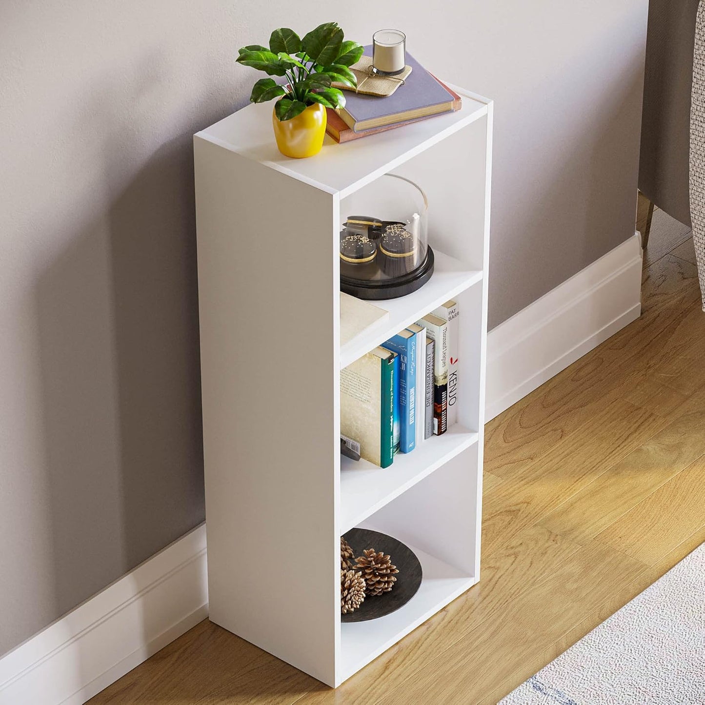 Vida Designs Oxford 3 Tier Cube Bookcase, White Wooden Shelving Display Storage Unit Office Living Room Furniture