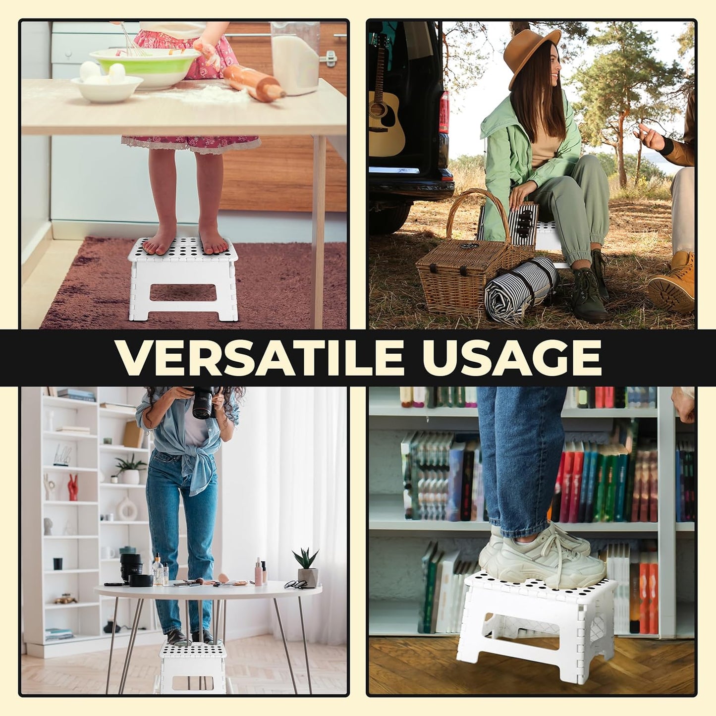 Utopia Home Folding Step Stool 9 Inch, Portable Anti Slip Surface for Kids and Adults