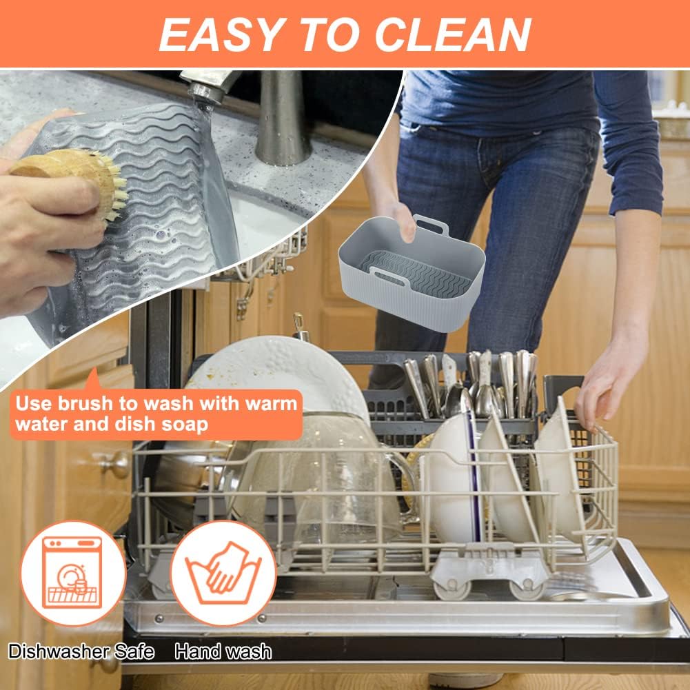 YQL Air Fryer Silicone Liner for Ninja/Tower Dual/Instant Vortex, Silicone Air Fryer Liners Reusable Air Fryer Accessories for Ninja Foodi AF300UK