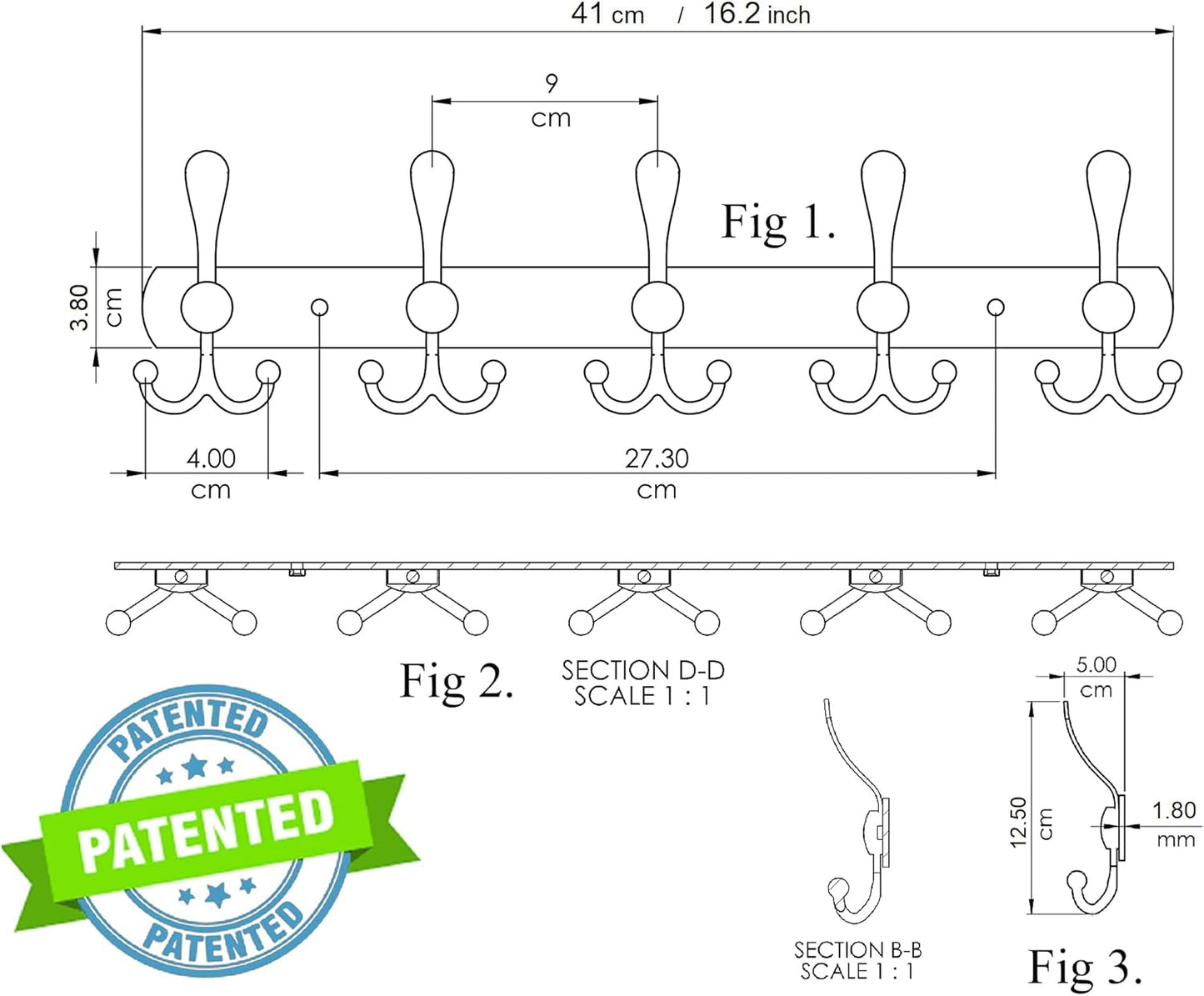 GlazieVault Coat Hooks for Wall - Stainless Steel Coat Racks (2 Pack)