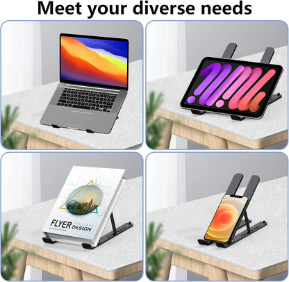 Tonmom Laptop Stand for Desk, Adjustable Laptop Riser ABS+Silicone Foldable Lap Desk Portable Computer Holder