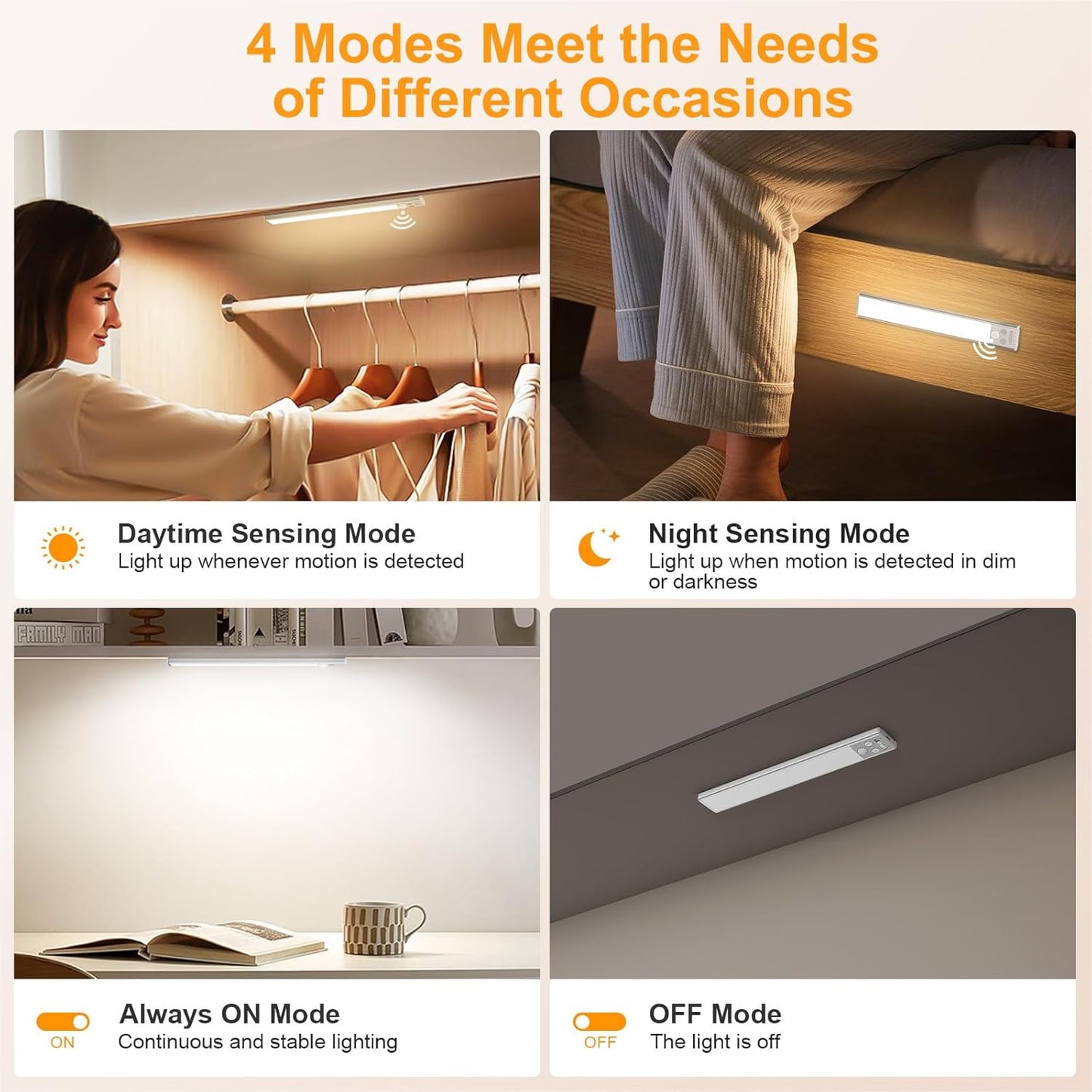 Gritin Under Cabinet Kitchen Lights-84 LED Super Bright,3-Color&5-Brightness,4 Modes,Motion Sensor