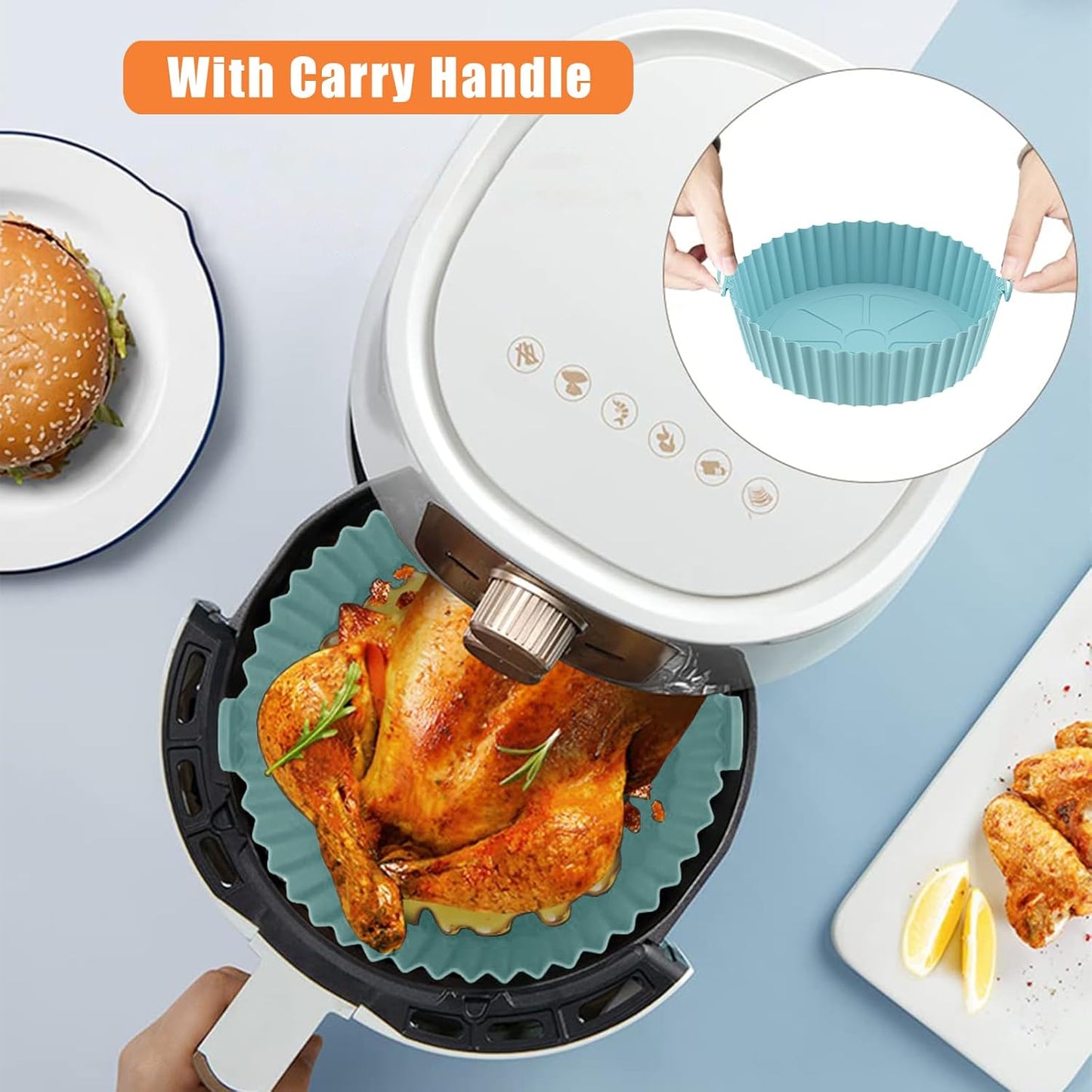 Air Fryer Silicone Pot, 2 Pack Reusable Airfryer Liners, Air Fryer Accessories