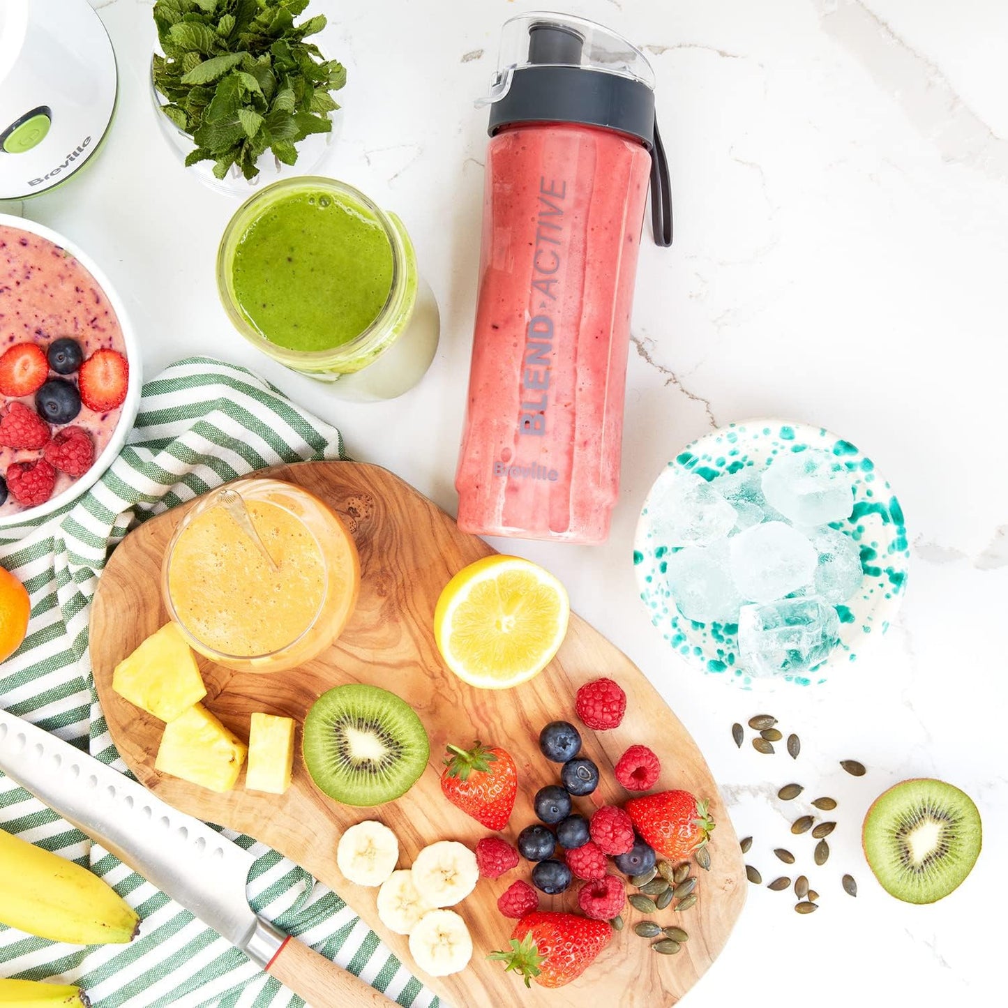 Breville Blend Active Bottle (600ml) | Clear Smoothie Bottle | Leak Proof | Grey Lid [VBL247]