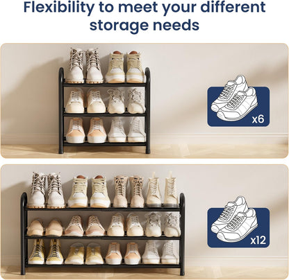 ENJOYBASICS Expandable Shoe Rack, 3 Tier Adjustable Shoe Organizer Shelf for Closet