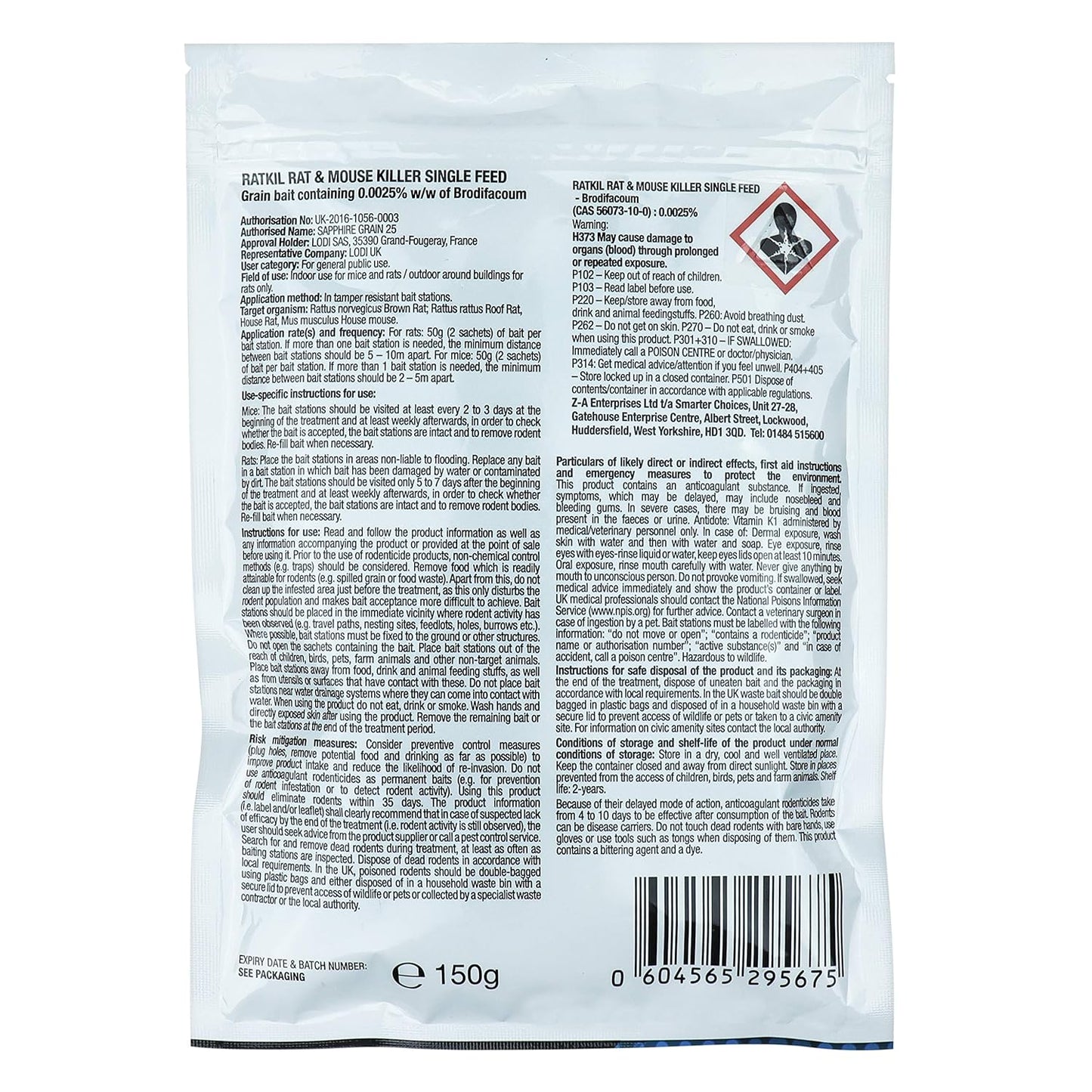 RatKil Rat Poison (6 x25g) Rat Bait & Mouse Poison Grain - Strongest Maximum Strength Rodent Killer